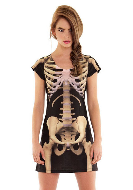 Faux Real Skeleton Sublimated Photorealistic Halloween Costume Dress F130281 Faux Real Skeleton Sublimated Photorealistic Halloween Costume Dress F130281