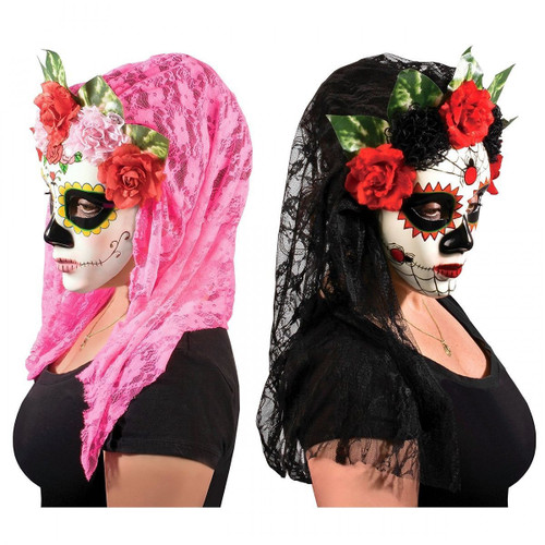 Day of The Dead Womens Dia de Los Muertos Halloween Costume Accessory Mask 74361