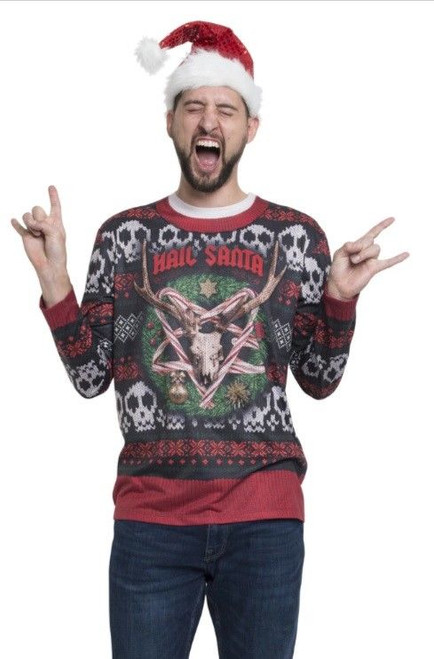 Faux Real Hail Santa Sublimated Ugly Christmas Sweater Shirt Costume F151301 Faux Real Hail Santa Sublimated Ugly Christmas Sweater Shirt Costume F151301