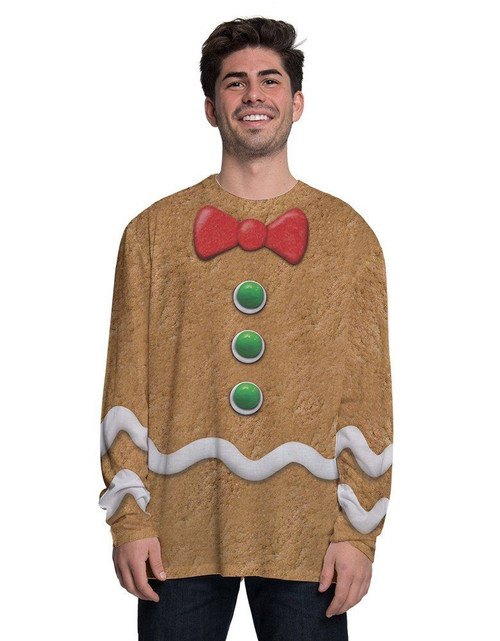 Faux Real Gingerbread Man Cookie Christmas Xmas Holiday Shirt Costume F150902 Faux Real Gingerbread Man Cookie Christmas Xmas Holiday Shirt Costume F150902