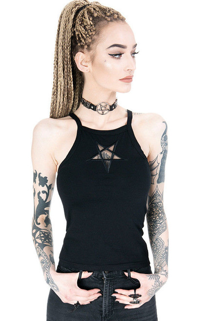 Restyle Mesh Pentagram Gothic Witch Occult Satanic Punk Occult Tank Top Shirt Restyle Mesh Pentagram Gothic Witch Occult Satanic Punk Occult Tank Top Shirt