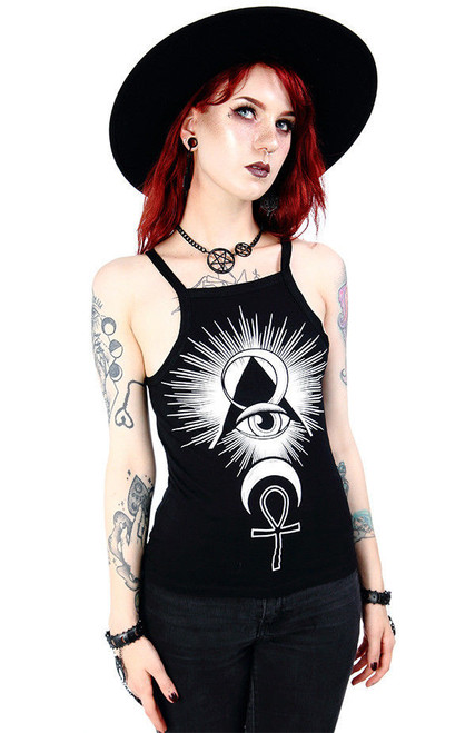 Restyle Third Eye Crescent Moon Ankh Cross Gothic Punk Emo Rocker Tank Top Shirt Restyle Third Eye Crescent Moon Ankh Cross Gothic Punk Emo Rocker Tank Top Shirt