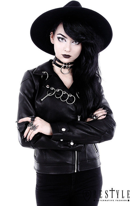 Restyle Moon Harness Velvet Vegan Leather Emo Punk Gothic