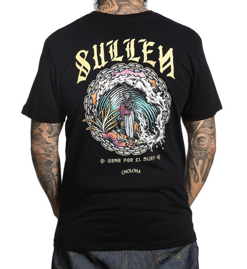 Sullen Art Collective Orar Por El Pray For Surf Choloha Men's Tee Shirt Black Sullen Art Collective Orar Por El Pray For Surf Choloha Men's Tee Shirt Black