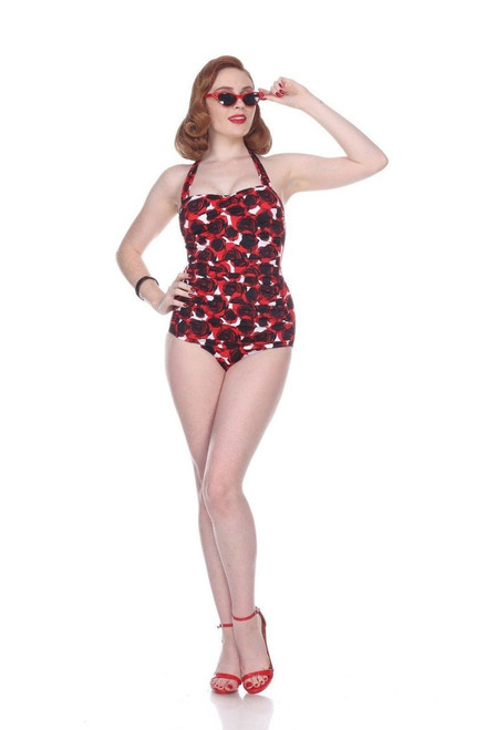 Esther Williams Classic Sheath Burning Love Rose Pinup Swimsuit One Piece E11174 Esther Williams Classic Sheath Burning Love Rose Pinup Swimsuit One Piece E11174