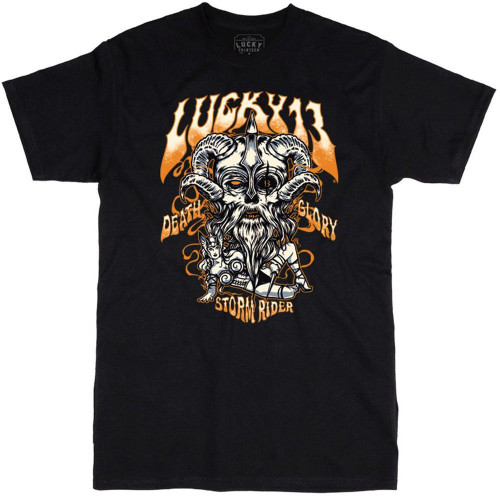 Lucky 13 Storm Rider Viking Skull Devil Horns Biker Motorcycle T Shirt LM1000SR Lucky 13 Storm Rider Viking Skull Devil Horns Biker Motorcycle T Shirt LM1000SR