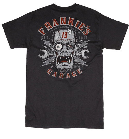 Lucky 13 Frankies Garage Frankenstein Hot Rod Rockabilly Punk T Shirt LM1000FG Lucky 13 Frankies Garage Frankenstein Hot Rod Rockabilly Punk T Shirt LM1000FG