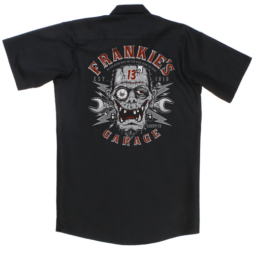 Lucky 13 Frankies Garage Frankenstein Rockabilly Button Down Work