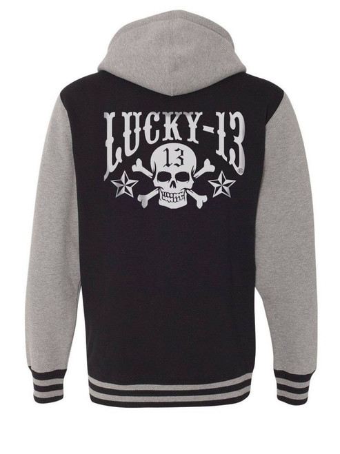 Lucky 13 Skull Stars Hooligan Hot Rod Biker Black Zip Hoodie Sweatshirt LM4525SK Lucky 13 Skull Stars Hooligan Hot Rod Biker Black Zip Hoodie Sweatshirt LM4525SK