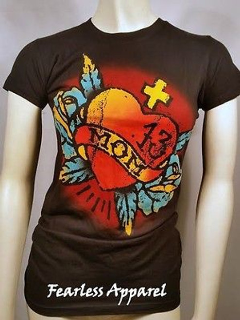 Lucky 13 I Heart Mom Colorful Tattoo Goth Rock Punk Feather Cross T Tee Shirt S Lucky 13 I Heart Mom Colorful Tattoo Goth Rock Punk Feather Cross T Tee Shirt S