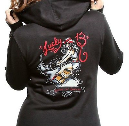Lucky 13 Giddy Up Riding Whiskey Booze Black Juniors Hooded Zip Up Sweatshirt Lucky 13 Giddy Up Riding Whiskey Booze Black Juniors Hooded Zip Up Sweatshirt