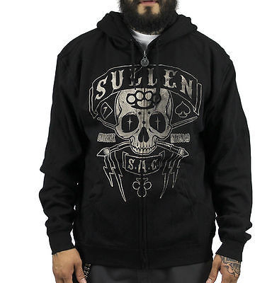 SULLEN TOUGH LUCK SKULL SPIDER PUNK TATTOO HOODIE ZIP UP SWEAT SHIRT TEE M-3XL
