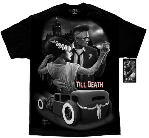 DGA David Gonzales Art Fresh Cut Till Death Bride of Frankenstein Tattoo T Shirt DGA David Gonzales Art Fresh Cut Till Death Bride of Frankenstein Tattoo T Shirt