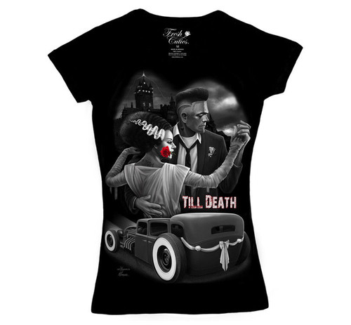 David Gonzales Art DGA Fresh Cuties Till Death Frankenstein V-Neck T Tee Shirt David Gonzales Art DGA Fresh Cuties Till Death Frankenstein V-Neck T Tee Shirt