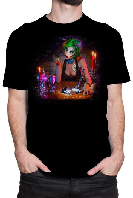 GDA Get Down Art Dinner is Served Joker Drugs Halloween Men's Tee Shirt Black GDA Get Down Art Dinner is Served Joker Drugs Halloween Men's Tee Shirt Black