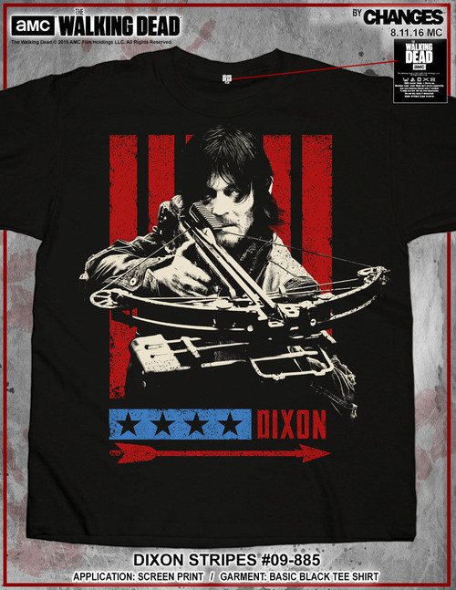 The Walking Dead Dixon Stripes Daryl Zombie TV Rick USA Crossbow Shirt 09-885 The Walking Dead Dixon Stripes Daryl Zombie TV Rick USA Crossbow Shirt 09-885