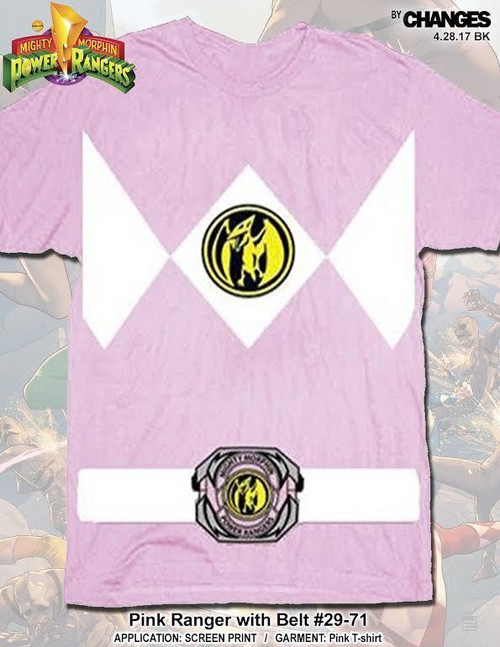 Mighty Morphin Power Rangers Pink Ranger Halloween Superhero Costume Tee Shirt Mighty Morphin Power Rangers Pink Ranger Halloween Superhero Costume Tee Shirt