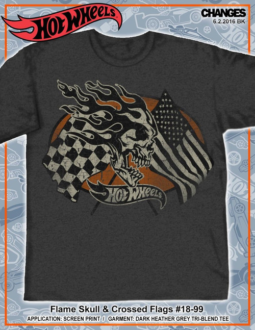 Hot Wheels Flame Skull Flags Racing Fast Speed Race Car Punk Adult Mens T Shirt