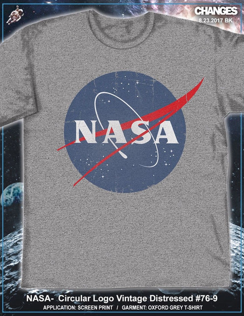 NASA Circular Logo Vintage Distressed USA America Space Apollo Mens Shirt 76-9 NASA Circular Logo Vintage Distressed USA America Space Apollo Mens Shirt 76-9
