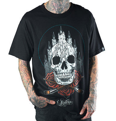 SULLEN CLOTHING ALTAR SKULL ROSE SKELETON TATTED GOTH PUNK TATTOO T SHIRT S-5XL