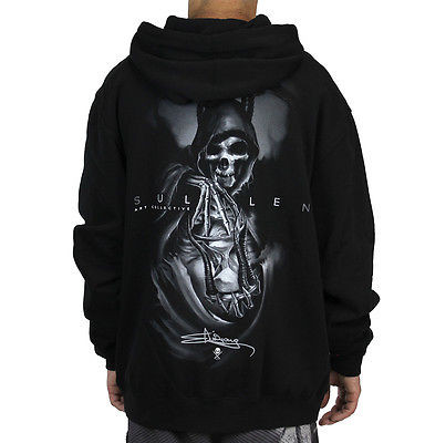 SULLEN CLOTHING ELVIN YONG GRIM TIME SKULL INK GOTH TATTOO ZIP UP HOODIE M-4XL