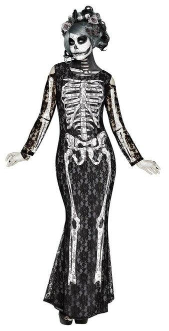 Fun World Lacy Bones Sugar Skull Skeleton Adult Womens Halloween Costume 115594 Fun World Lacy Bones Sugar Skull Skeleton Adult Womens Halloween Costume 115594