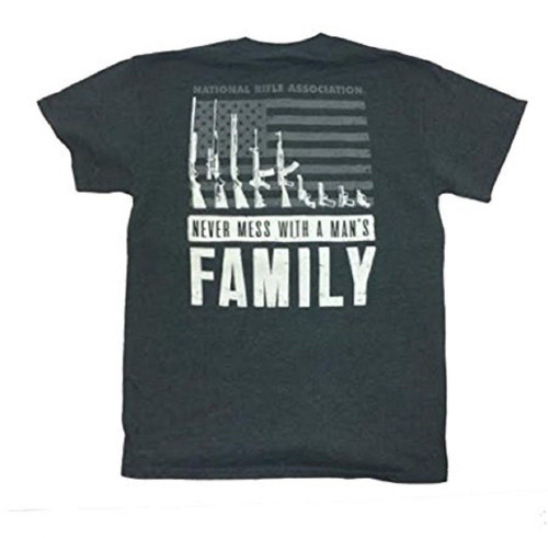 Buck Wear NRA Never Mess With A Man's Family Men's Tee Shirt American Patriotic Buck Wear NRA Never Mess With A Man's Family Men's Tee Shirt American Patriotic