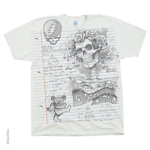 Grateful Dead Sketch Pencil Paper Art Classic Rock Band White Mens T Shirt M-2Xl Grateful Dead Sketch Pencil Paper Art Classic Rock Band White Mens T Shirt M-2Xl