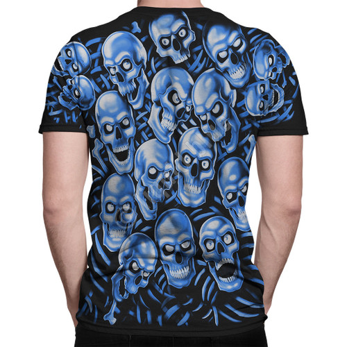 Juicy J Skull Pile Blue Skeletons Demon Ghoul Scary Punk Goth Tee