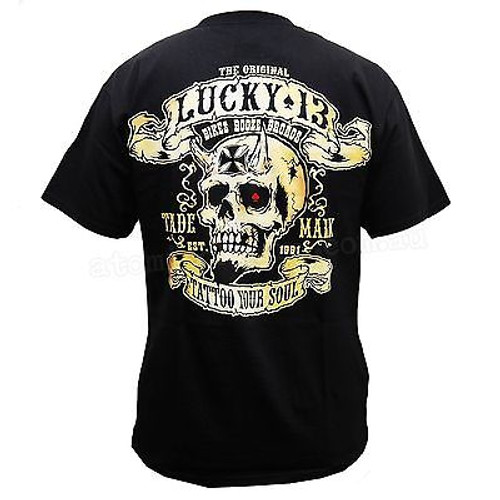 LUCKY 13 BIKES BOOZE BROADS SKULL DEVIL TATTOO BIKER PUNK TATTOO T SHIRT S-4XL LUCKY 13 BIKES BOOZE BROADS SKULL DEVIL TATTOO BIKER PUNK TATTOO T SHIRT S-4XL