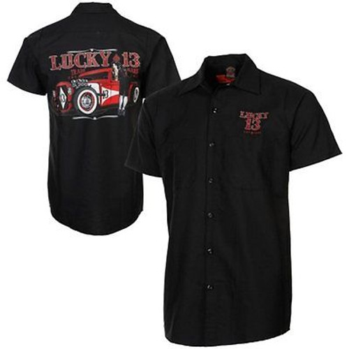 LUCKY 13 ADRIAN MUSCLE CAR CAR BOOZE BIKES BROADS TATTOO PUNK WORK SHIRT S-4XL LUCKY 13 ADRIAN MUSCLE CAR CAR BOOZE BIKES BROADS TATTOO PUNK WORK SHIRT S-4XL