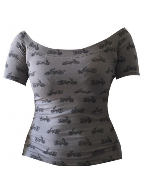 Switchblade Stiletto Motorbike Off Shoulder 80s Womens Top T Tee Shirt ST111MB