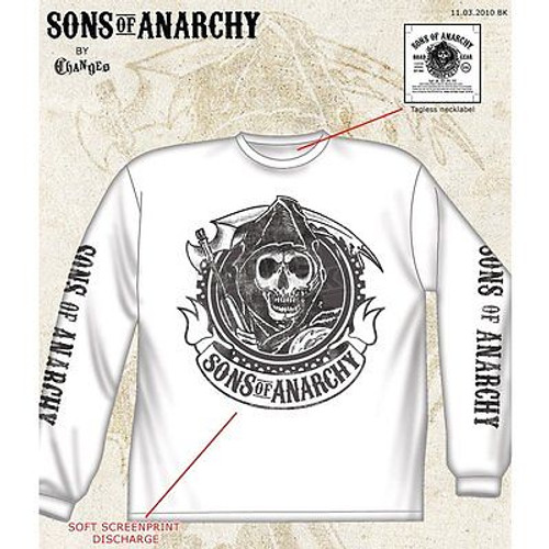 Sons Of Anarchy Soa Redwood Skull Biker Punk White Long Sleeve Shirt Size S-3Xl Sons Of Anarchy Soa Redwood Skull Biker Punk White Long Sleeve Shirt Size S-3Xl
