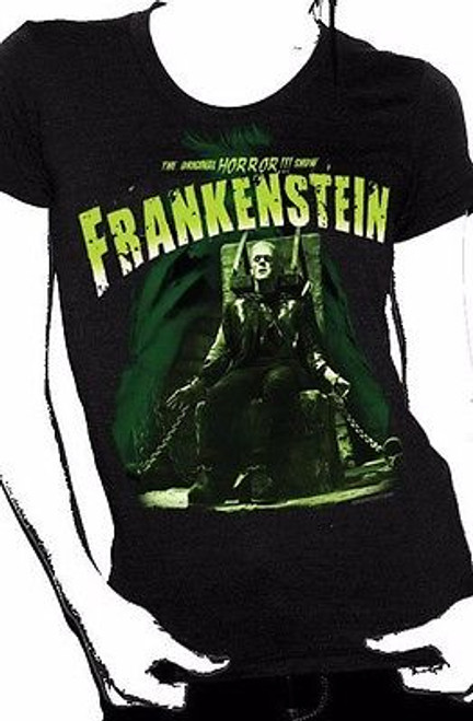 Universal Monsters Electric Chair Frankenstein Classic Movie Juniors T Tee Shirt Universal Monsters Electric Chair Frankenstein Classic Movie Juniors T Tee Shirt
