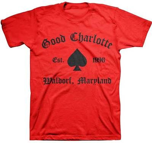 Good Charlotte Spade Red Maryland Rock Punk Goth Band Mens T Tee Shirt S-2Xl Good Charlotte Spade Red Maryland Rock Punk Goth Band Mens T Tee Shirt S-2Xl