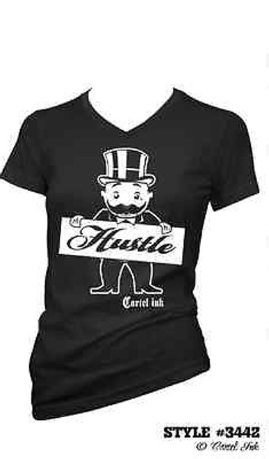 CARTEL INK HUSTLE MONOPOLY TATTOO GOTH PUNK ROCK JUNIORS V NECK TEE SHIRT S-3XL CARTEL INK HUSTLE MONOPOLY TATTOO GOTH PUNK ROCK JUNIORS V NECK TEE SHIRT S-3XL