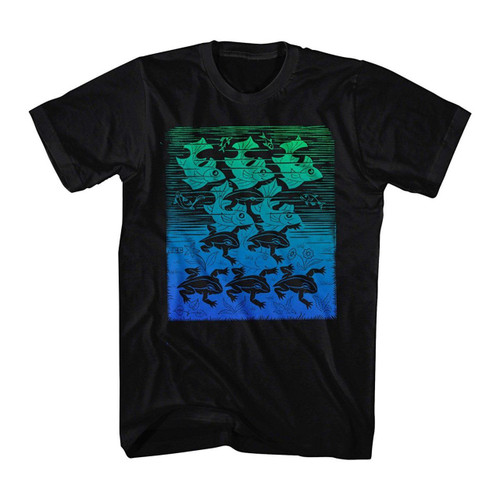 M.C. Escher Fish Frogs Art Artwork Sea Water Animals Adult Men's T Tee Shirt M.C. Escher Fish Frogs Art Artwork Sea Water Animals Adult Men's T Tee Shirt