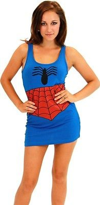 Authentic Spiderman Marvel Comics Costume Woman Juniors Cosplay Tank Dress S-Xl Authentic Spiderman Marvel Comics Costume Woman Juniors Cosplay Tank Dress S-Xl