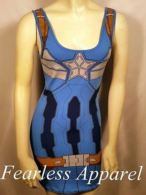 Captain America I Am Winter Soldier Juniors Costume Tank Tunic Dress S-Xxl Captain America I Am Winter Soldier Juniors Costume Tank Tunic Dress S-Xxl