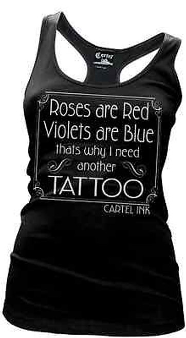 CARTEL INK ROSES ARE RED VIOLETS EMO TATTOO RACER BACK WOMENS TANK T SHIRT S-XXL