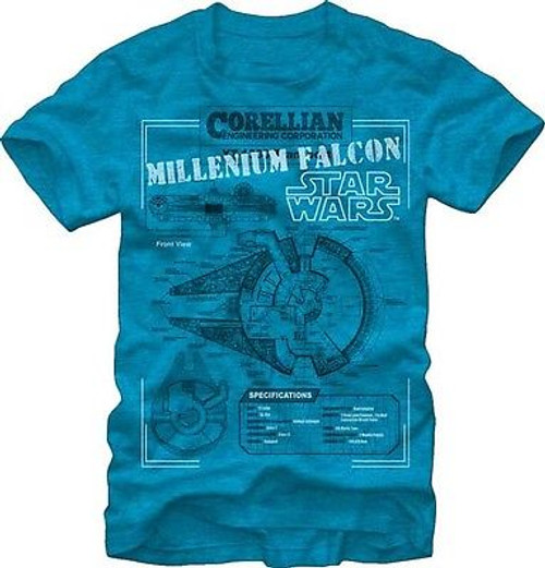 Star Wars Millenium Falcon Ship Corellian Engineering Blueprints T Shirt S-2Xl Star Wars Millenium Falcon Ship Corellian Engineering Blueprints T Shirt S-2Xl