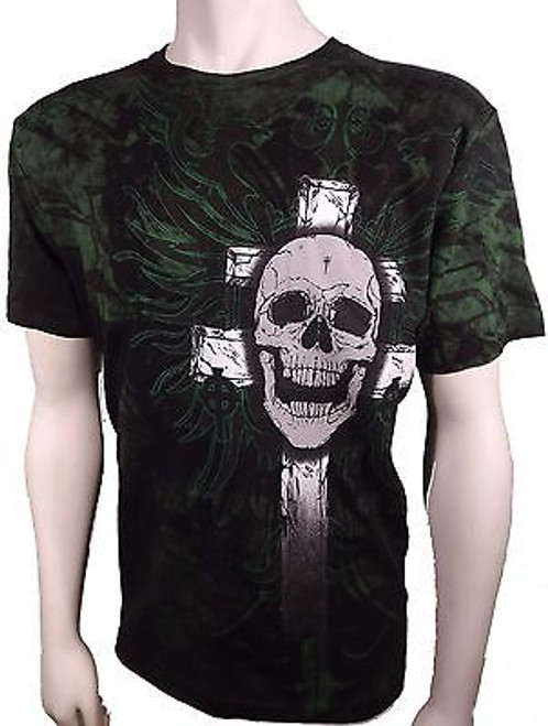 Xzavier Release The Wicked Gravestone Skull Wings Cross Adult Mens