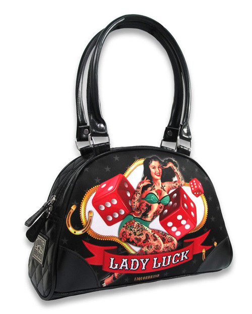 Liquor Brand Lady Luck Pinup Tattoos Dice Casino Bowling Bag Purse LB-BOW-00021