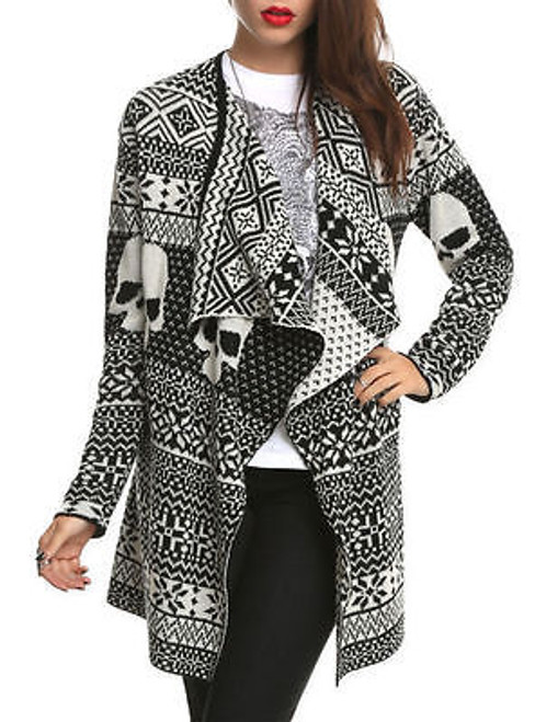 Iron Fist My Christmas Drape Sweater Black White Skulls Xmas Womens Xs-Xxl Iron Fist My Christmas Drape Sweater Black White Skulls Xmas Womens Xs-Xxl