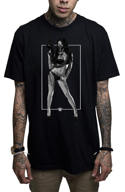Mafioso Janie Sexy Tattooed Woman Guns Weapons Bullets Urban Gangster T Shirt Mafioso Janie Sexy Tattooed Woman Guns Weapons Bullets Urban Gangster T Shirt