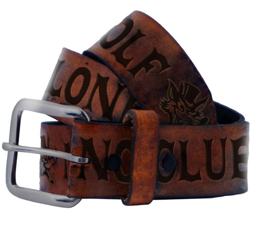 Lucky 13 The NO CLUB Lone Wolf Biker Tattoos Genuine Leather Mens Belt LABL25NO Antiqued Lucky 13 The NO CLUB Lone Wolf Biker Tattoos Genuine Leather Mens Belt LABL25NO Antiqued