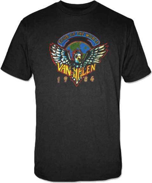 EVH Eddie Van Halen Tour Of The World 1984 Music Rock Ablum Mens Shirt VH191 EVH Eddie Van Halen Tour Of The World 1984 Music Rock Ablum Mens Shirt VH191