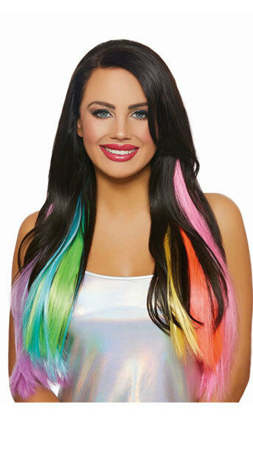 Dreamgirl Neon Rainbow Long Hair Extensions Halloween Costume Accessory 11398 Dreamgirl Neon Rainbow Long Hair Extensions Halloween Costume Accessory 11398
