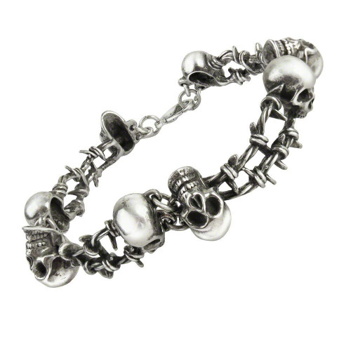 Alchemy of England Gothic No Mans Land Skulls Barbed Wire Punk Bracelet A103 Alchemy of England Gothic No Mans Land Skulls Barbed Wire Punk Bracelet A103