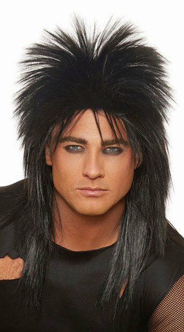 carpet brush for hair 80s wig playing black wig wig curly party long role men's  rock-punk wig - Walmart.com